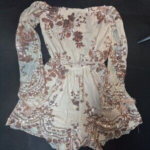 Rose Gold Sequin Romper- XS
